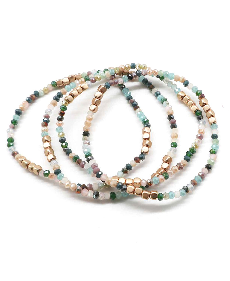 Multi Glass Bead Stretch Bracelet