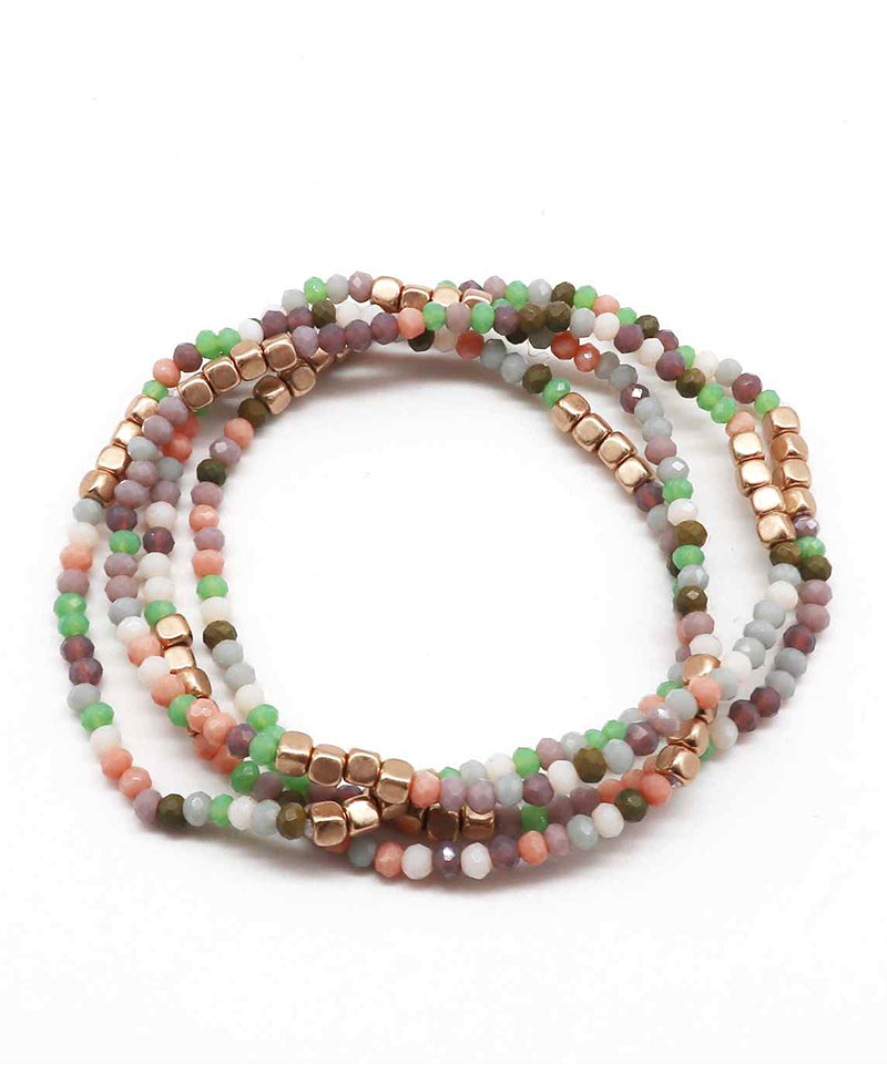 Multi Glass Bead Stretch Bracelet