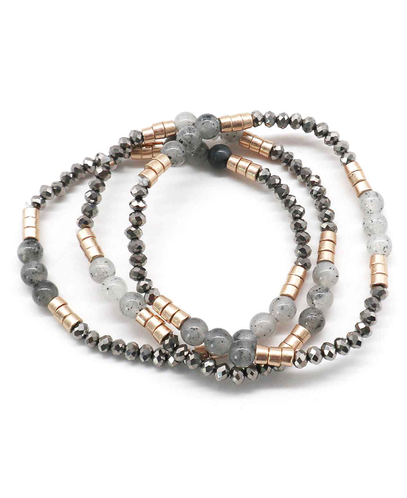 Glass & Metal Bead Stretch Bracelet