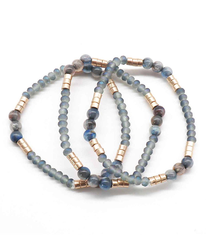 Glass & Metal Bead Stretch Bracelet