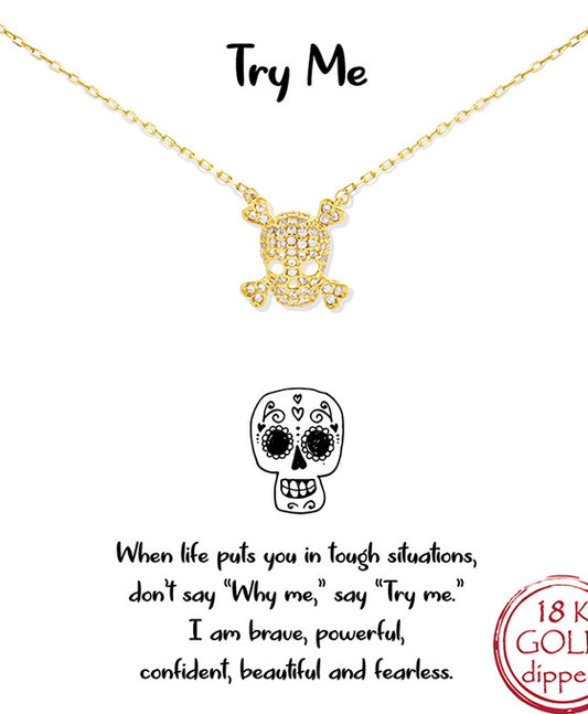 Pave CZ Skull Necklace