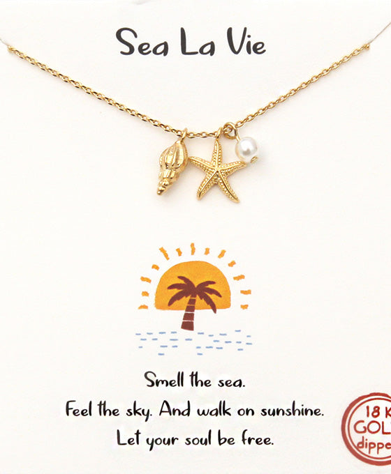 Starfish & Star & Pearl Necklace