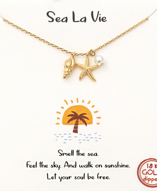 Starfish & Star & Pearl Necklace