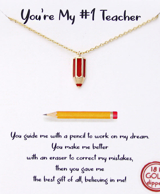 Red Pencil Pendant Necklace