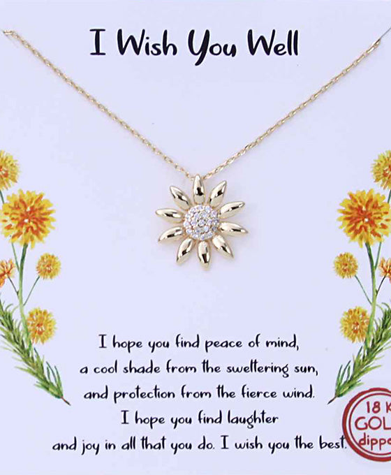 Flower Pave CZ Necklace