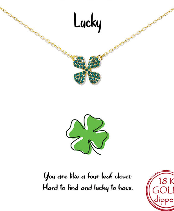 Pave CZ Clover Necklace