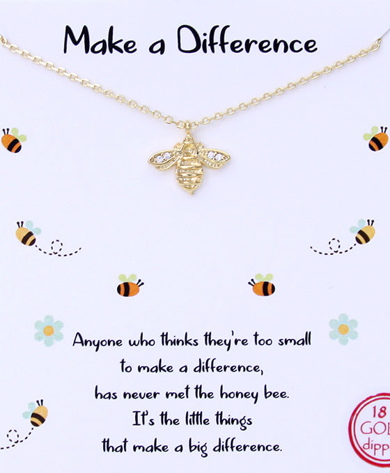 Bee Pendant CZ Necklace