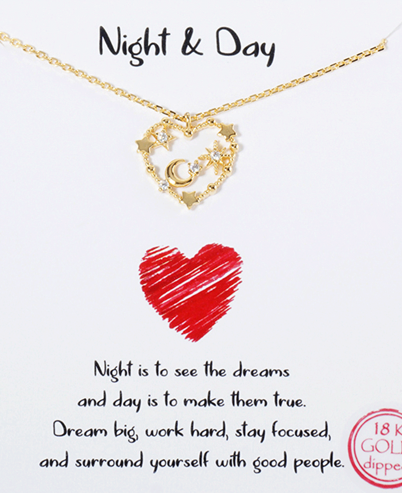 Heart w/ Star & Moon Necklace