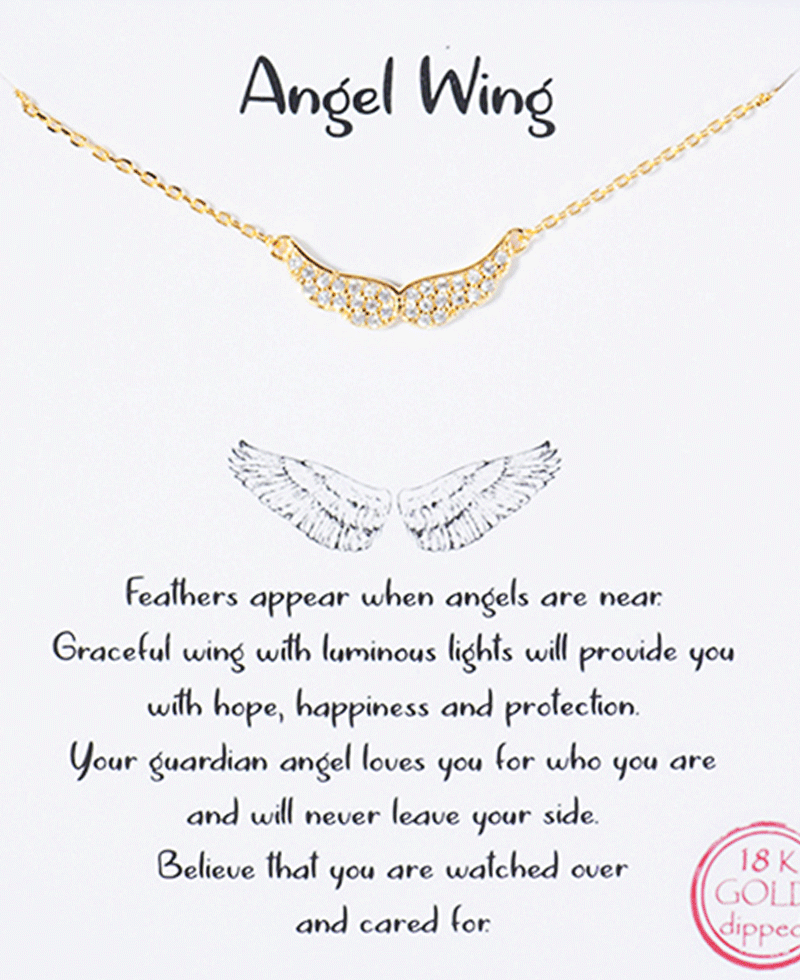 Pave CZ Angel Wing Necklace