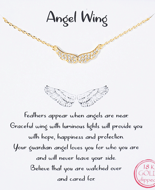 Pave CZ Angel Wing Necklace