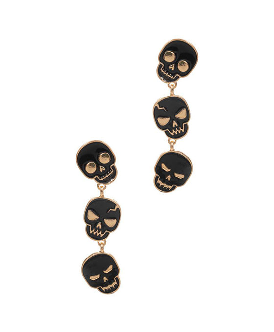 Skull 3 Drop Post Earring