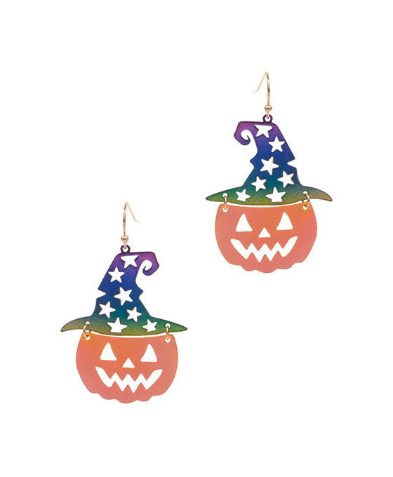 Halloween Witch Pumpkin Color Coated Earring