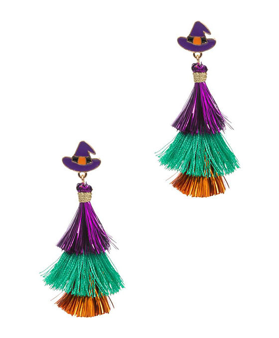 Halloween Glitter Tassel Post Earring