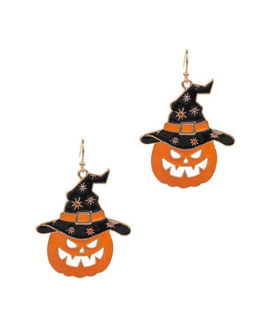 Pumpkin w/ Witch Hat Earring