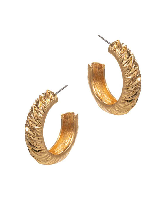 Round Shaped Texture Vintage Metal Hoop Earring