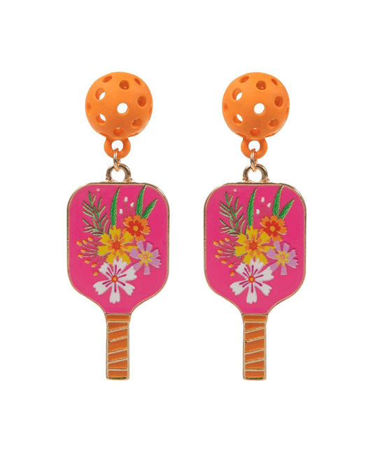 Pickleball Enamel w/ Pattern Print Post Earring