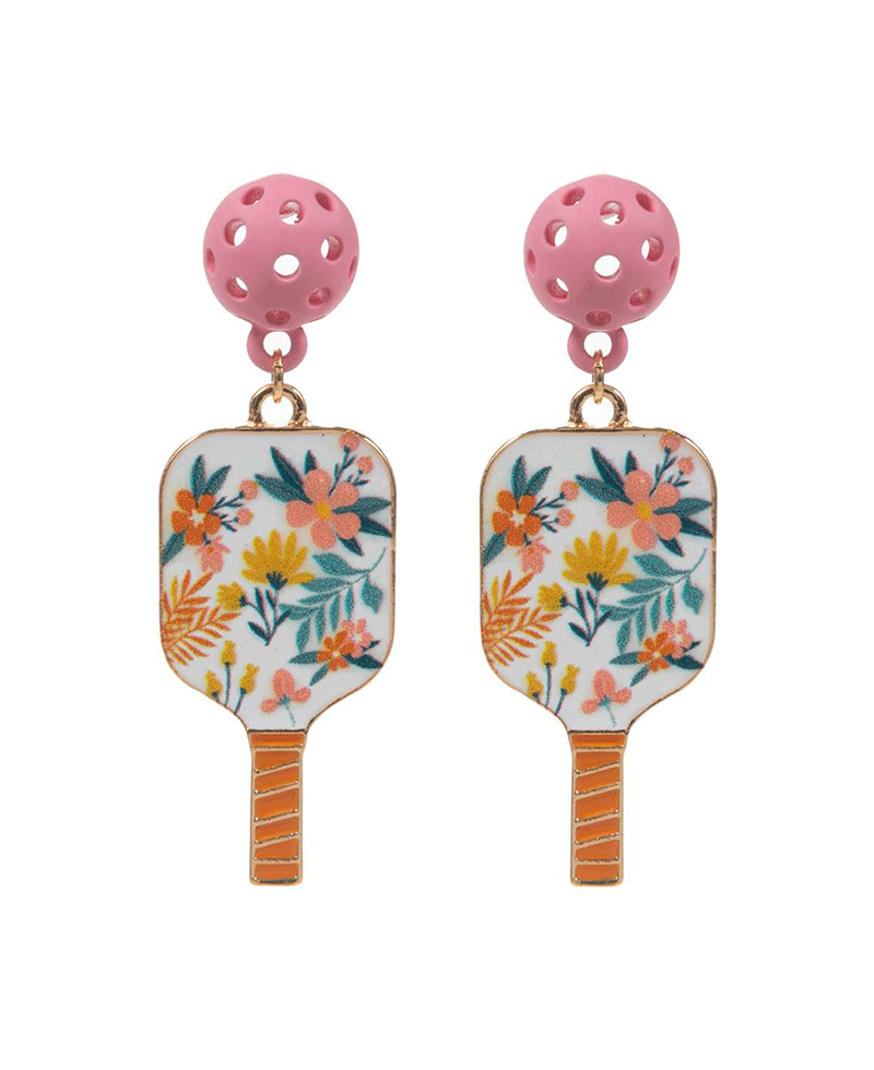 Pickleball Enamel w/ Pattern Print Post Earring