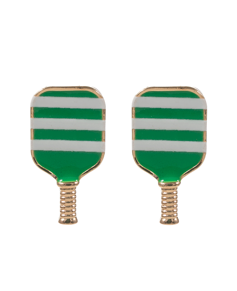 Pickleball Enamel w/ Pattern Print Post Earring