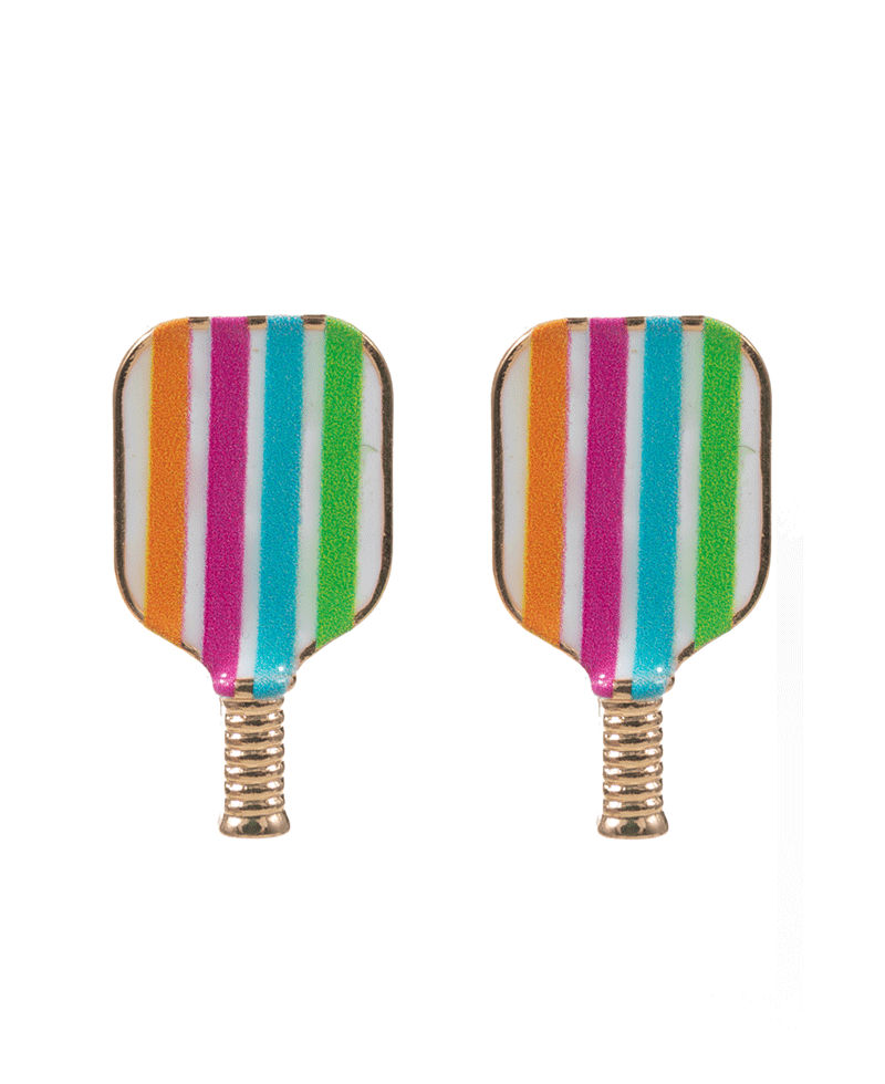 Pickleball Enamel w/ Pattern Print Post Earring