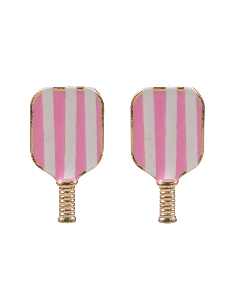 Pickleball Enamel w/ Pattern Print Post Earring