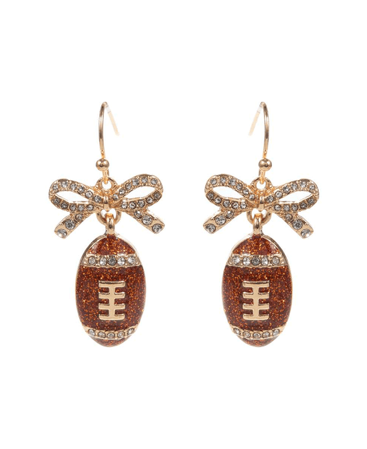 Football Enamel w/ Ribbon Earring