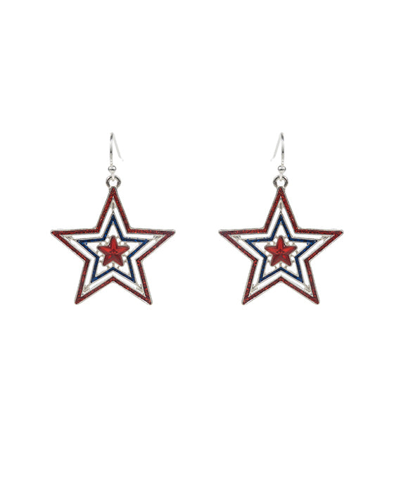 Star American Flag Color Enamel Earring