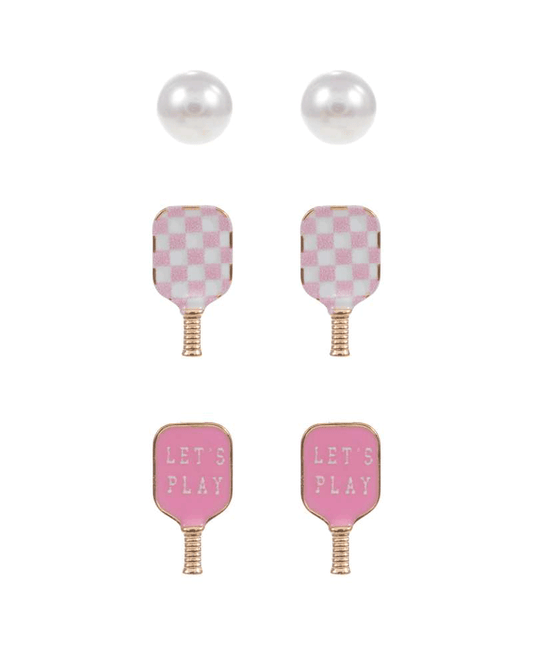 Pickleball Enamel Print 3 Set Post Earring