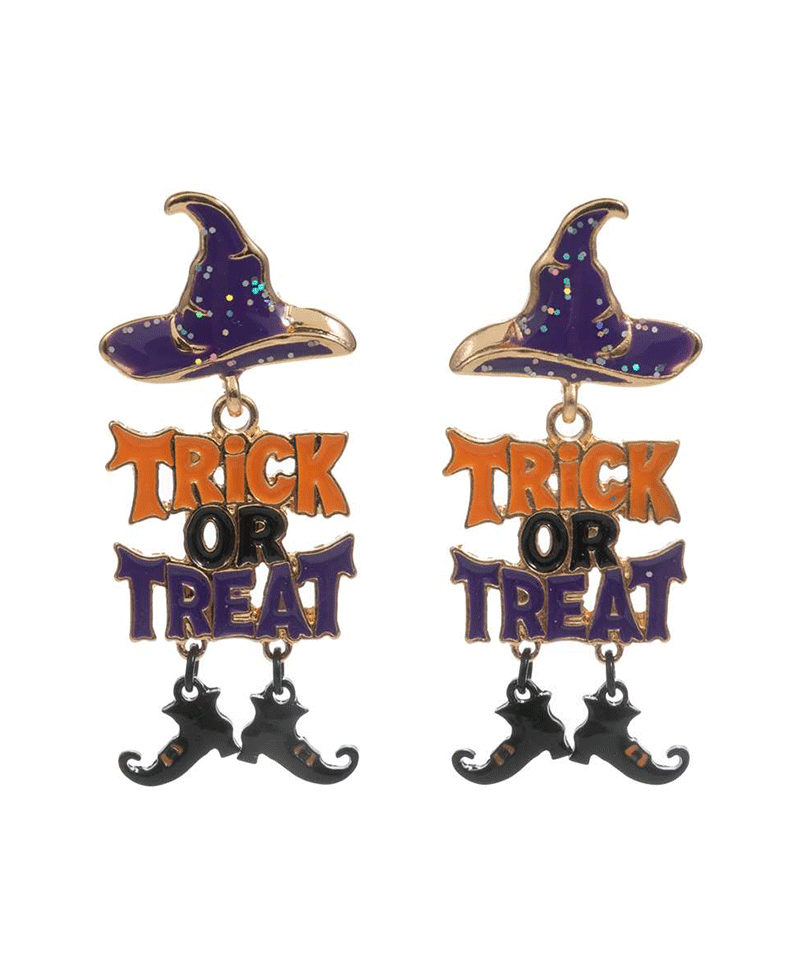 Witch Hat w/ Trick Treat Ghost Earring