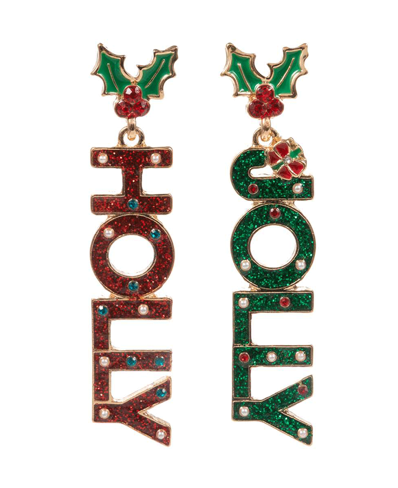 Holly Jolly Colored Metal Christmas Earring