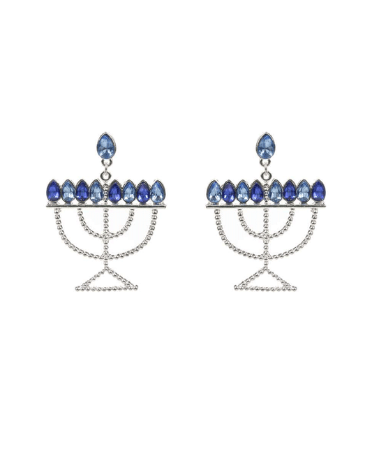 Hanukkah Menorah Rhinestone Paved Earring