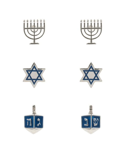 Hanukkah Colored Metal 3 Set Earring