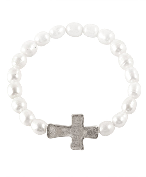 Pearl Cross Elastic Bracelet