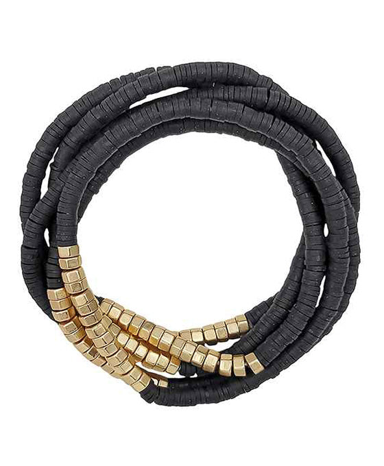 Metal & Rubber Beads Bracelet