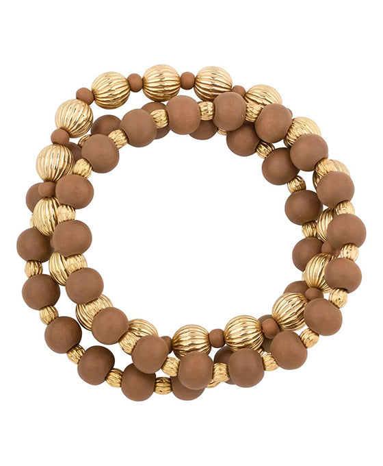 Wood & Metal Stretch Bracelet