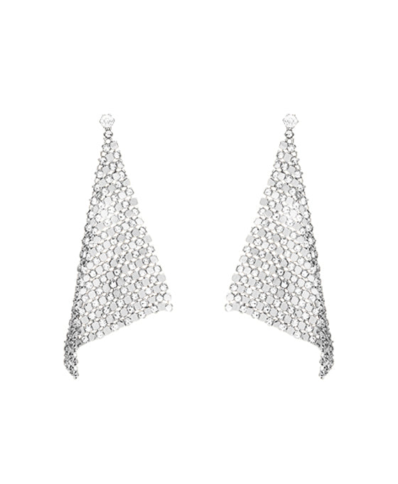 Partial Rhinestone Triangle Mesh Chain Drop Earring