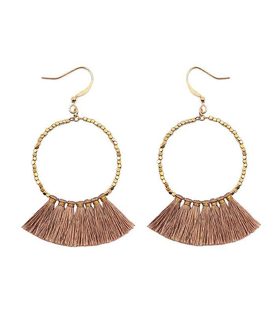 Metal Round w/ Tassel Earring