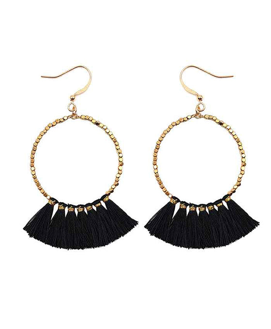 Metal Round w/ Tassel Earring