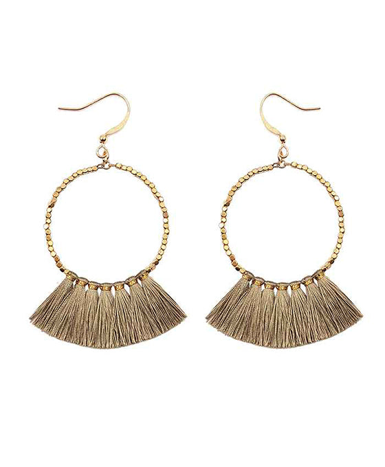 Metal Round w/ Tassel Earring