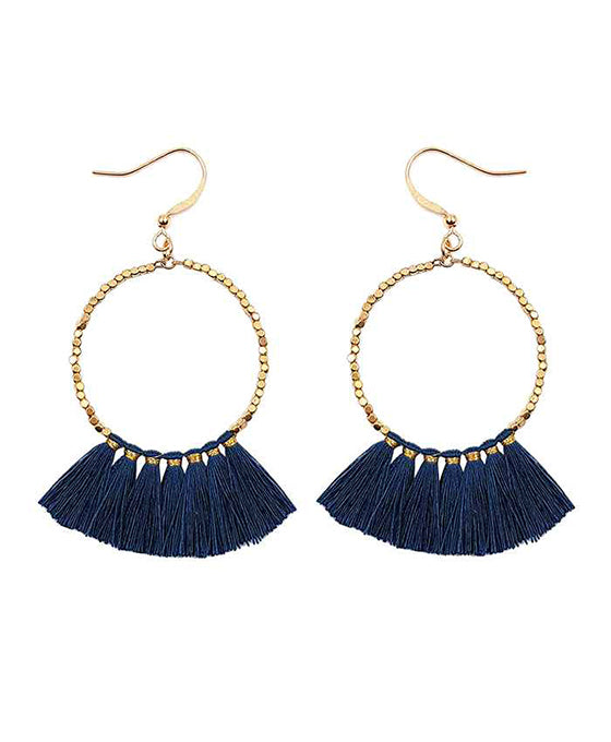 Metal Round w/ Tassel Earring