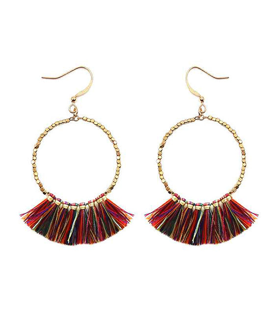 Metal Round w/ Tassel Earring