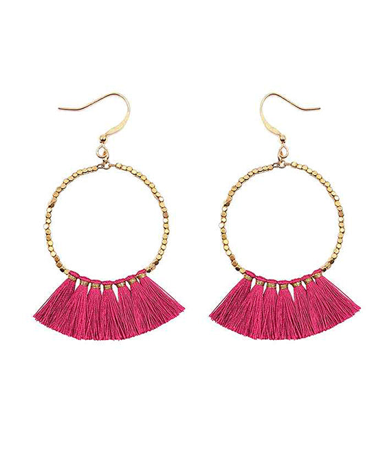 Metal Round w/ Tassel Earring