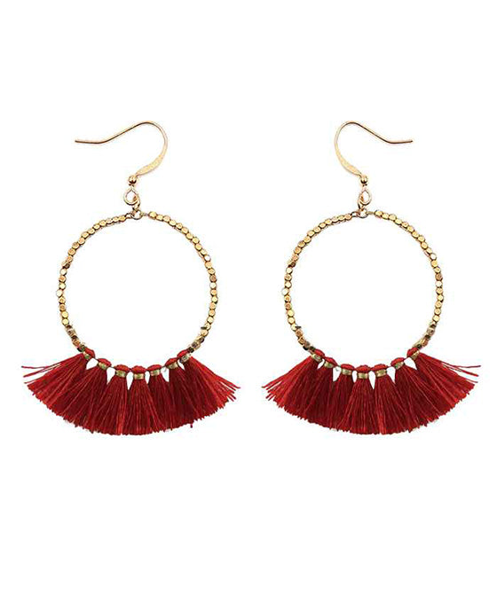 Metal Round w/ Tassel Earring