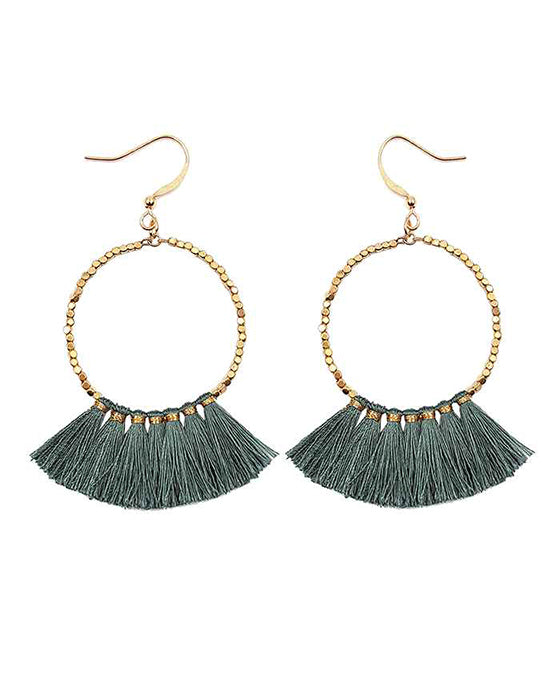 Metal Round w/ Tassel Earring