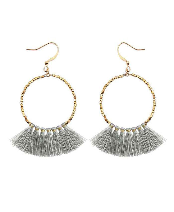 Metal Round w/ Tassel Earring