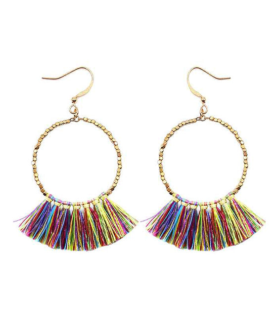 Metal Round w/ Tassel Earring