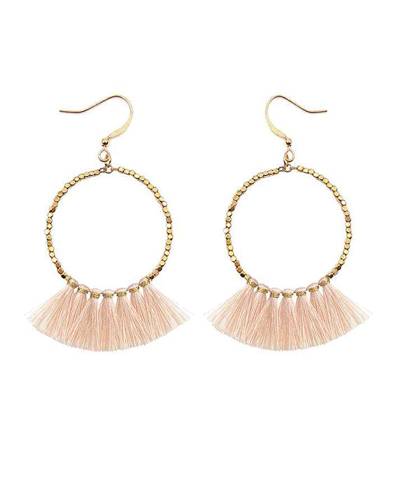 Metal Round w/ Tassel Earring