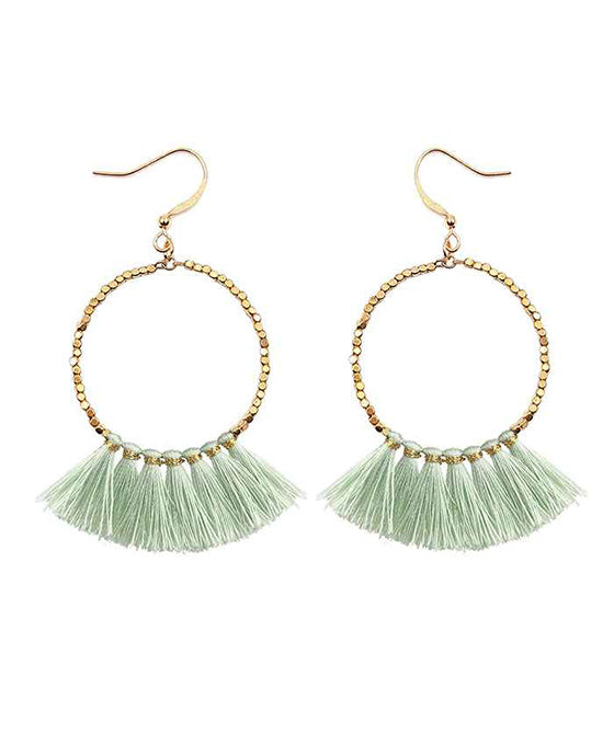 Metal Round w/ Tassel Earring