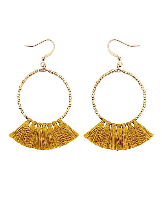 Metal Round w/ Tassel Earring