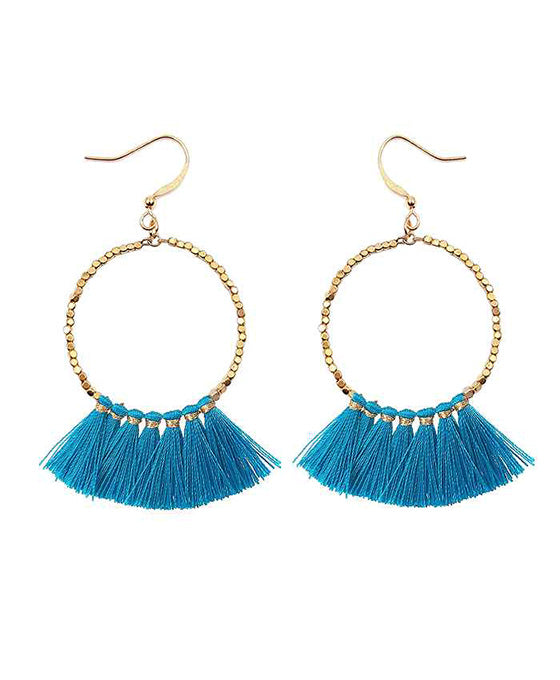 Metal Round w/ Tassel Earring