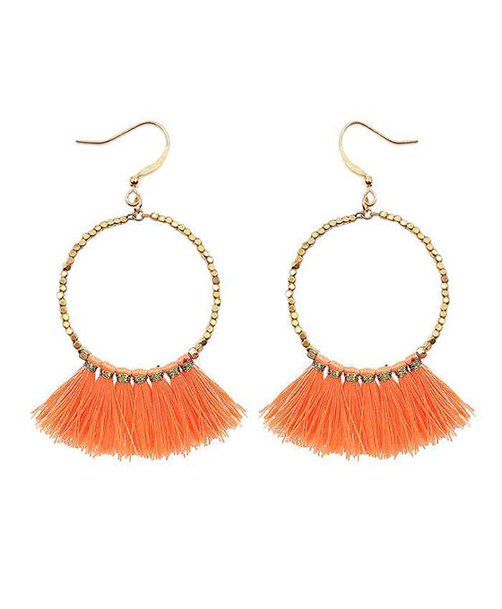 Metal Round w/ Tassel Earring